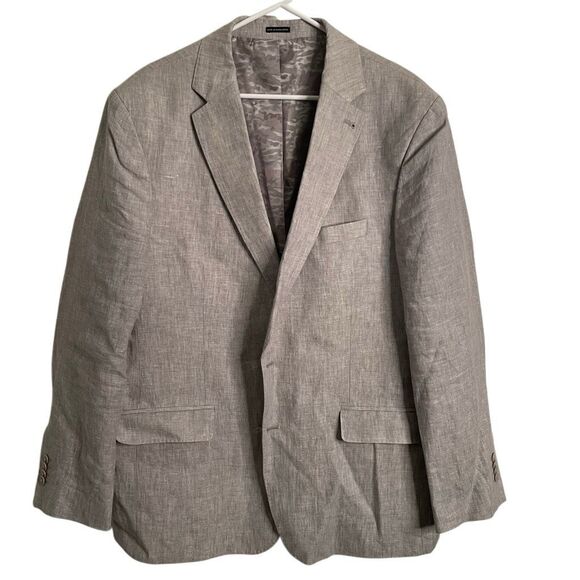 Joseph Abboud Mens 100% Linen Suit Blazer 50R Pant 44x30 Light Gray Slim Fit - Picture 1 of 16